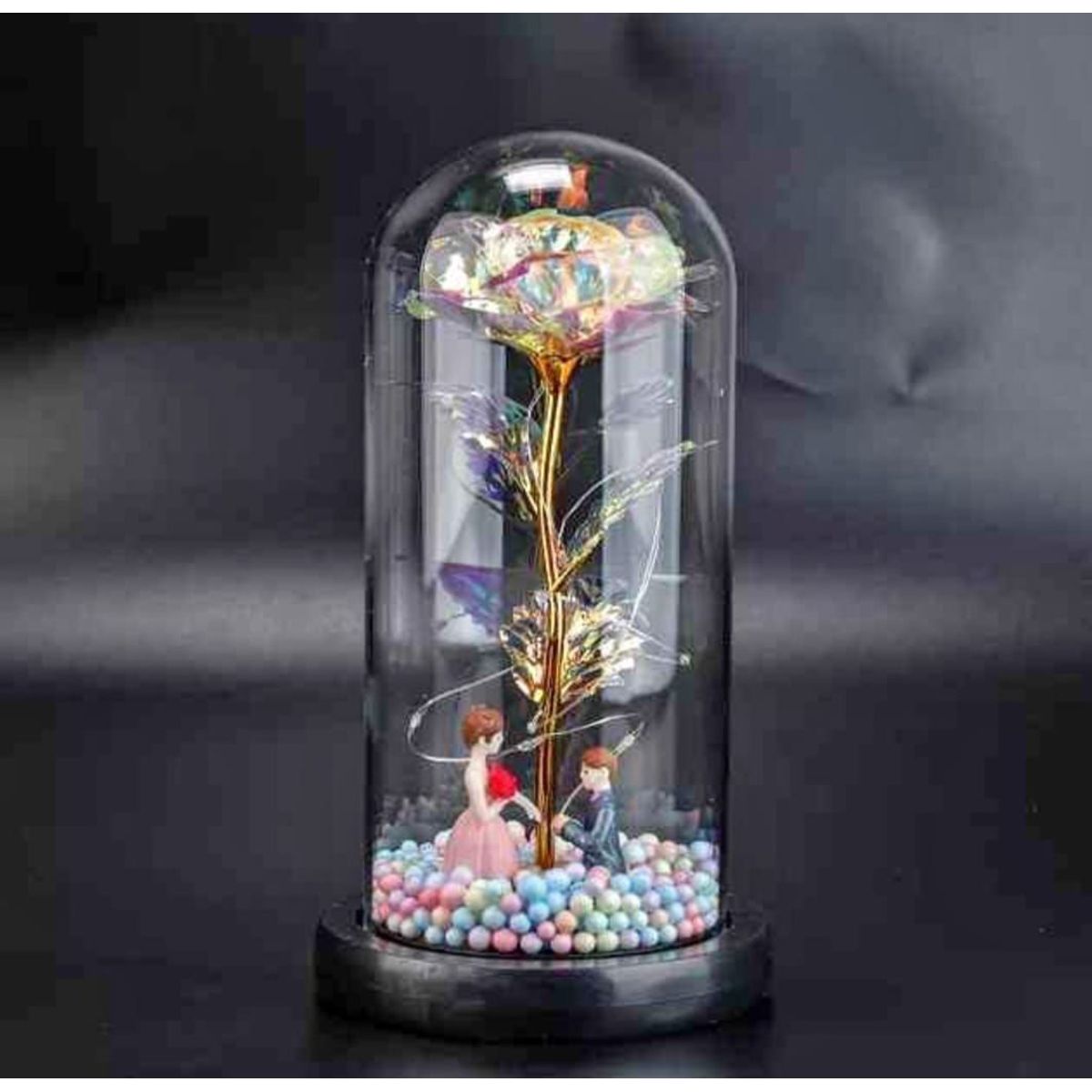 GENERICO - Rosa Eterna Luz Led Flor Eterna Artificial Cupula