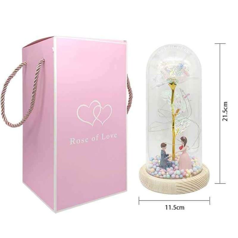GENERICO - Rosa Eterna Luz Led Flor Eterna Artificial Cupula
