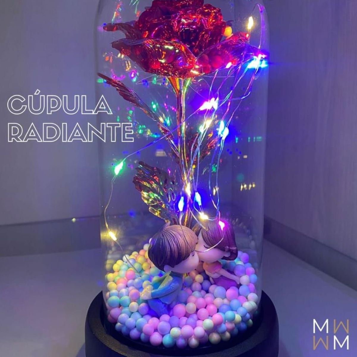 GENERICO - Rosa Eterna Luz Led Flor Eterna Artificial Cupula