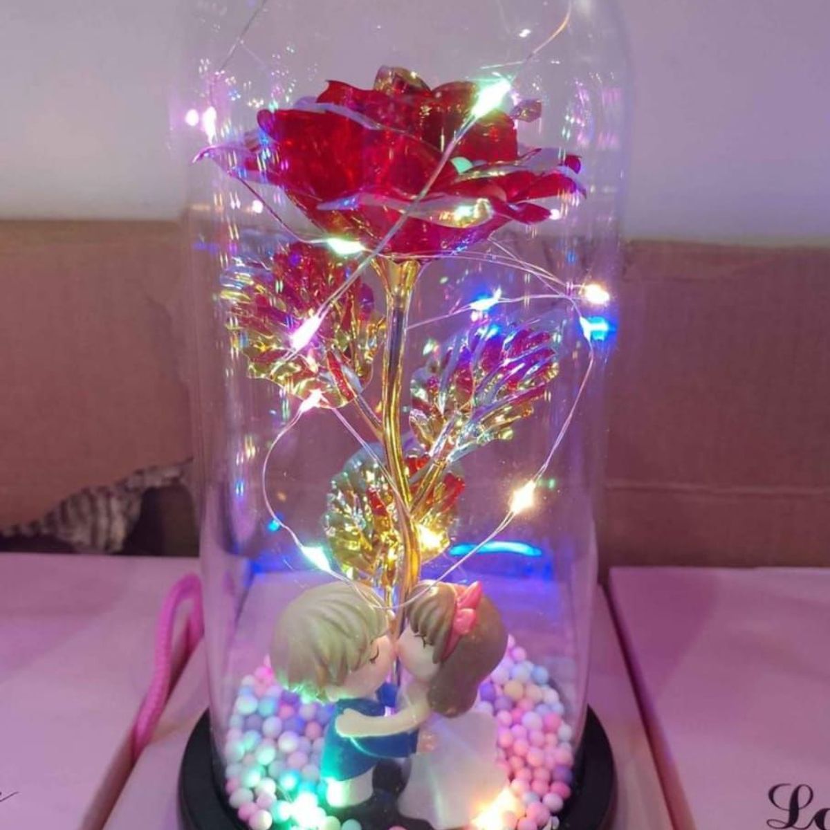 GENERICO - Rosa Eterna Luz Led Flor Eterna Artificial Cupula