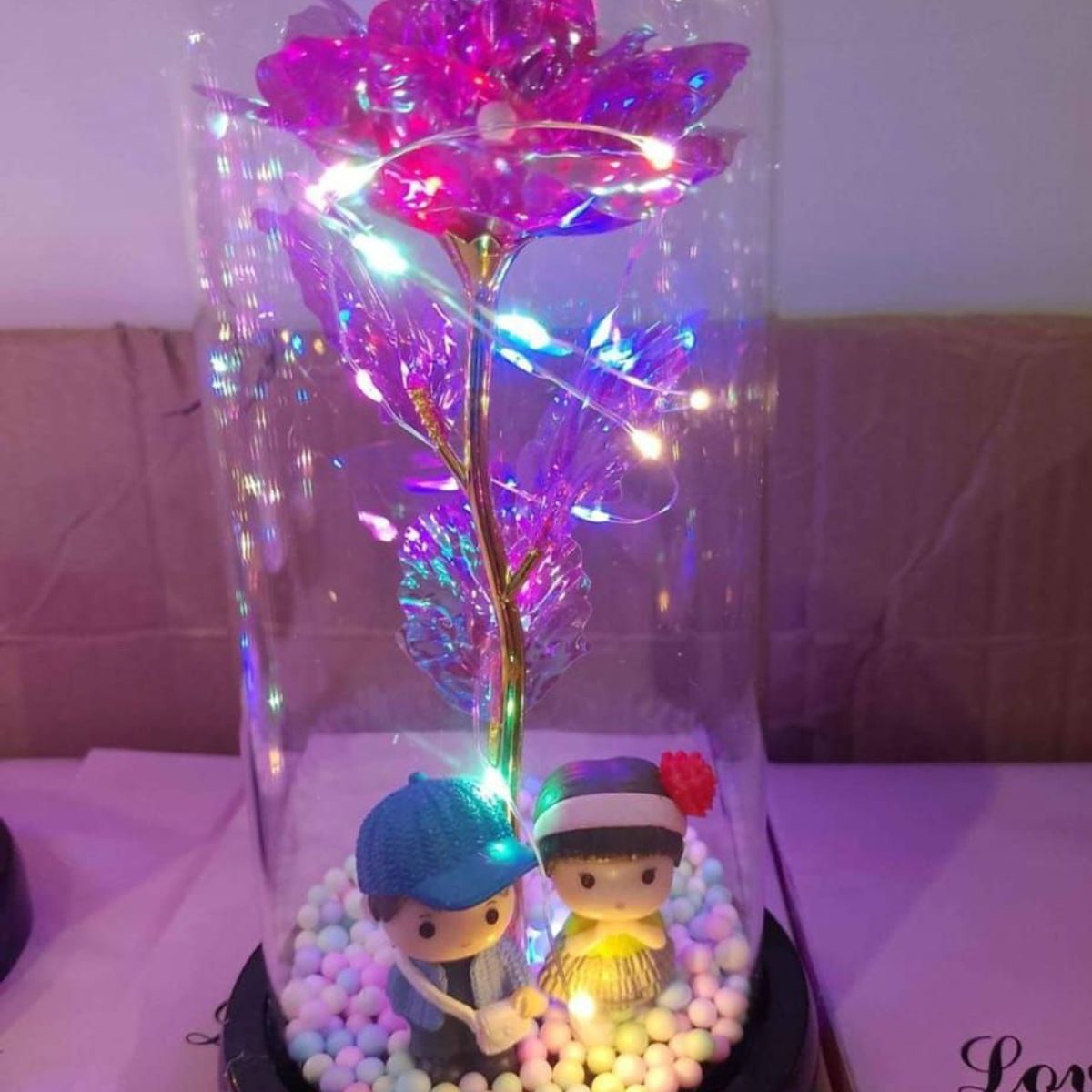 GENERICO - Rosa Eterna Luz Led Flor Eterna Artificial Cupula