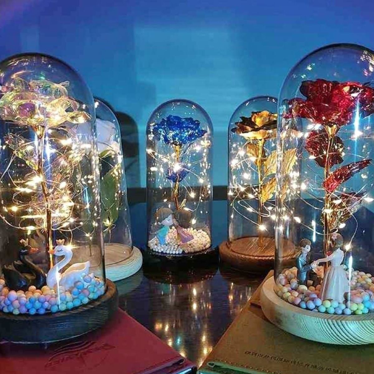 GENERICO - Rosa Eterna Luz Led Flor Eterna Artificial Cupula