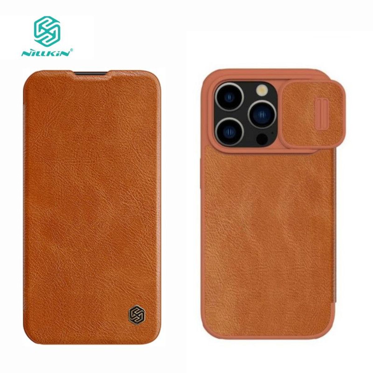 NILLKIN - Case Qin Pro Leather Nillkin Para Iphone 13 Pro - Camel