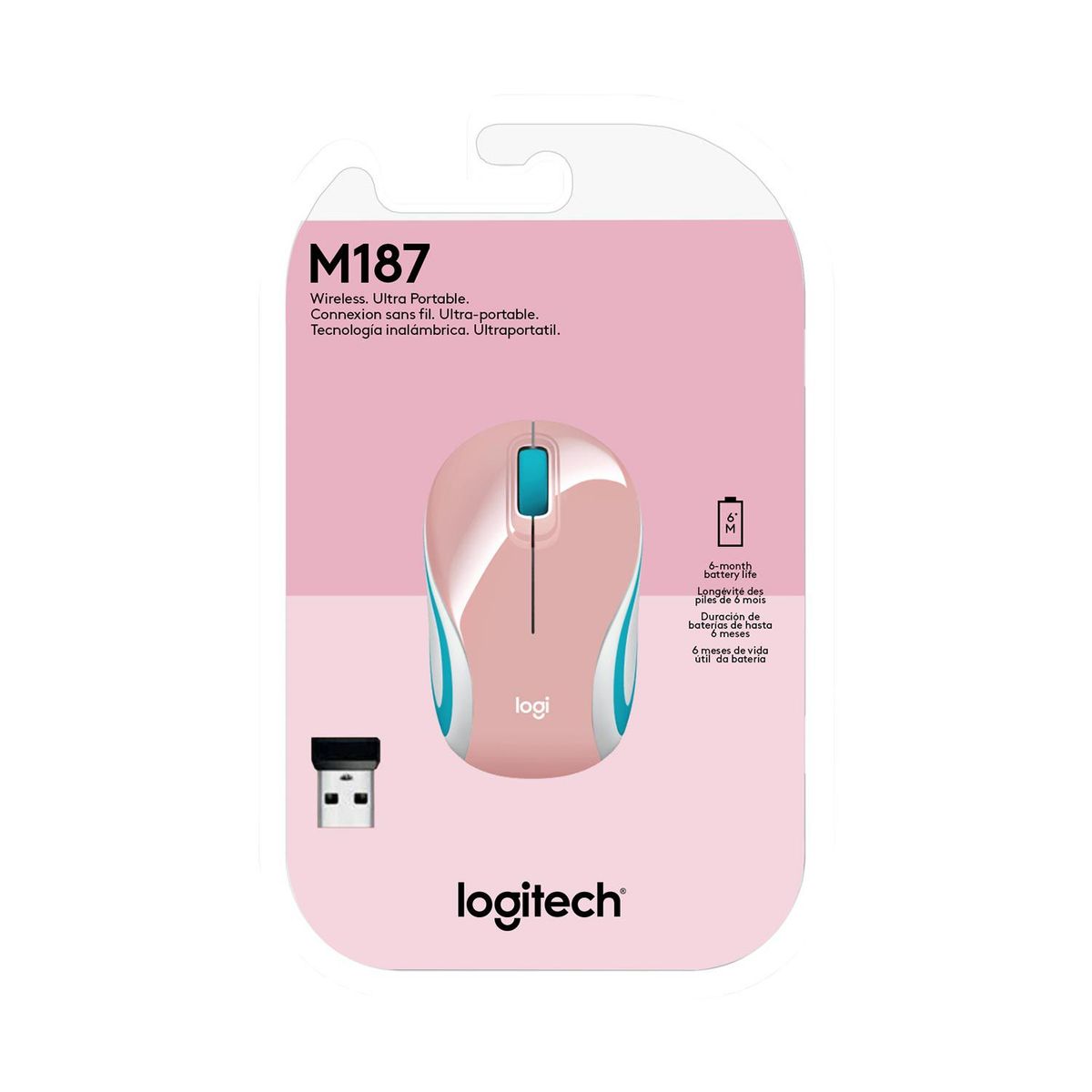 LOGITECH - Mouse Logitech M187 Mini Wireless Refresh Pink