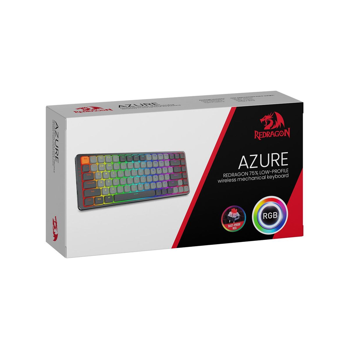 REDRAGON - Teclado Gamer Redragon Azure K652Gg Rgb Pro English Red Switch