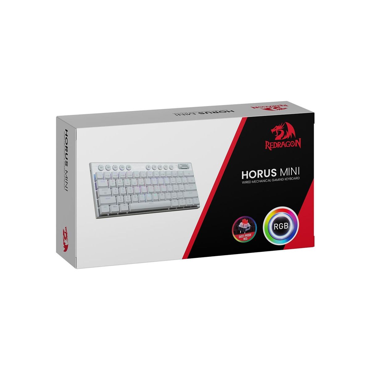 REDRAGON - Teclado Gamer Redragon Horus Mini English K632-Rgb White Red Switch