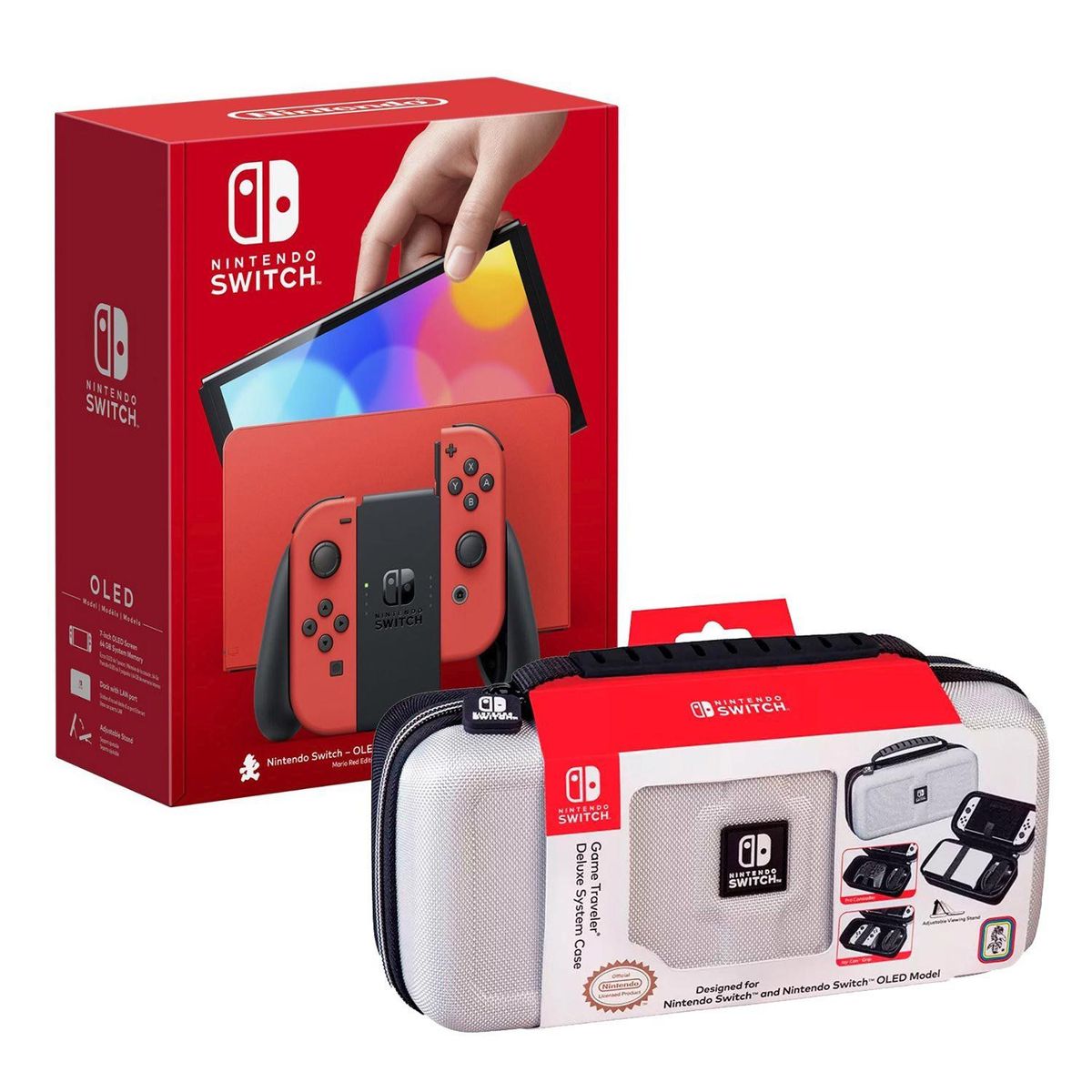 NINTENDO - Consola Nintendo Switch Oled Mario Red + Estuche 1680 Blanco