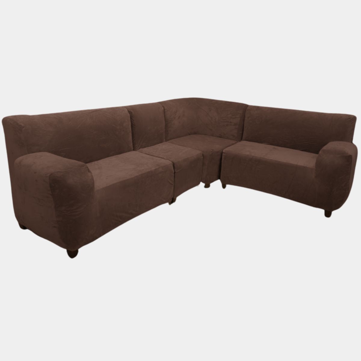 SALA FABULOSA - Funda de mueble modular 4 piezas con 6 fundas de cojines color Chocolate