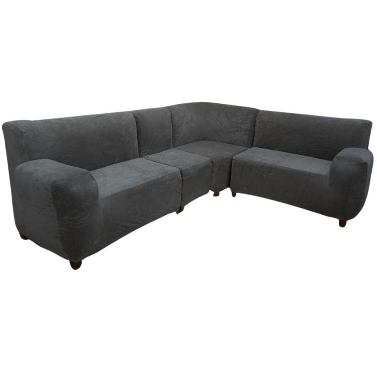 SALA FABULOSA - Funda de mueble modular 4 piezas con 6 fundas de cojines PLOMO