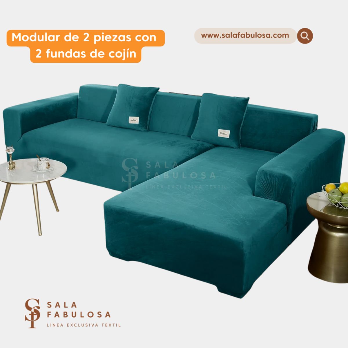 SALA FABULOSA - Funda de mueble modular 2 pzs con 6 fundas de cojines JADE