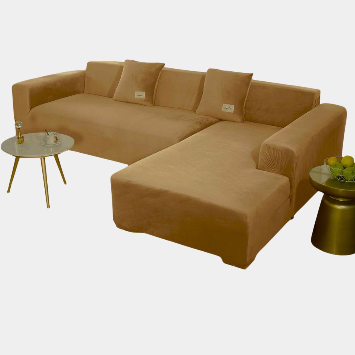 SALA FABULOSA - Funda de mueble modular 2 pzs con 6 fundas de cojines CAMEL
