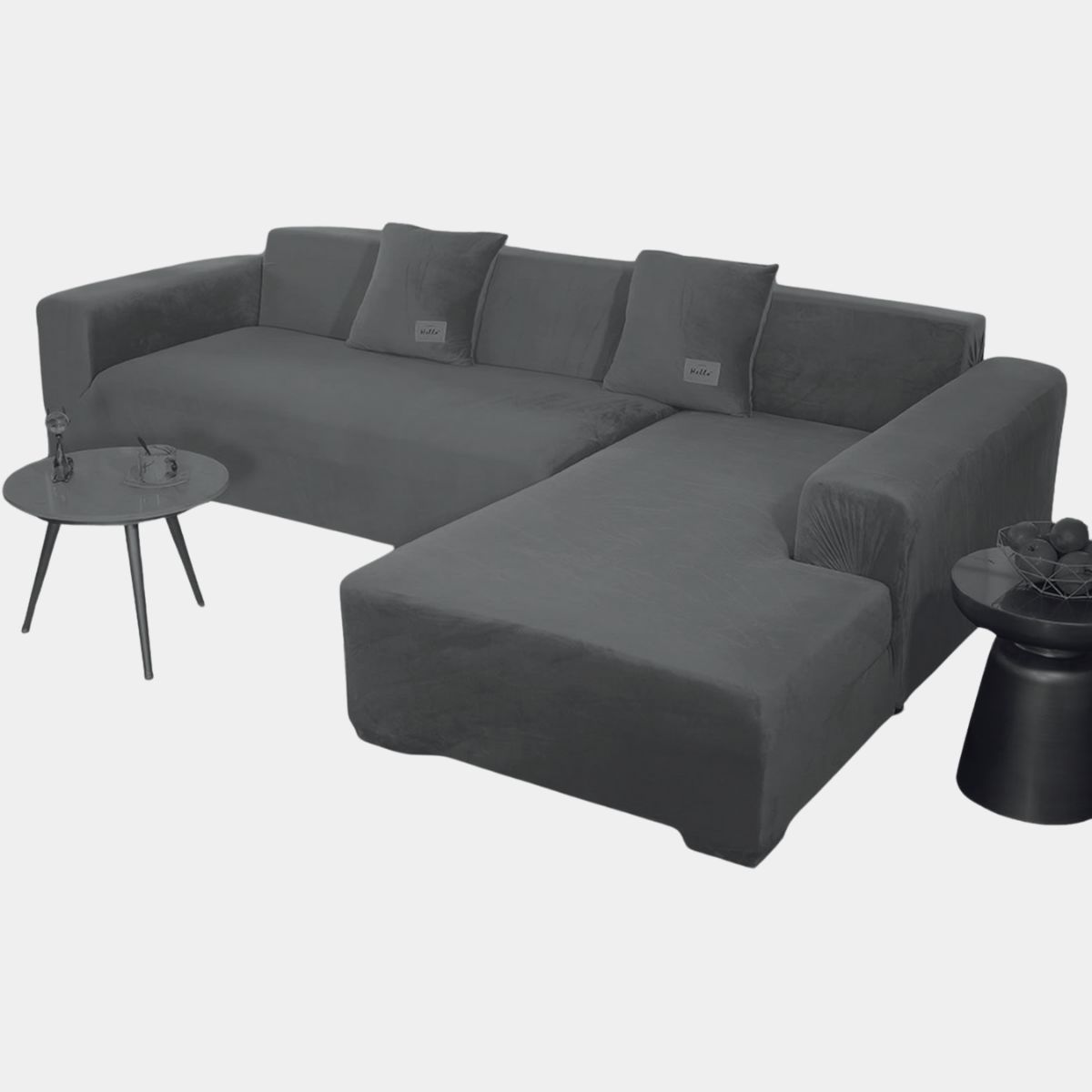 SALA FABULOSA - Funda de mueble modular 2 pzs con 2 fundas de cojines PLOMO