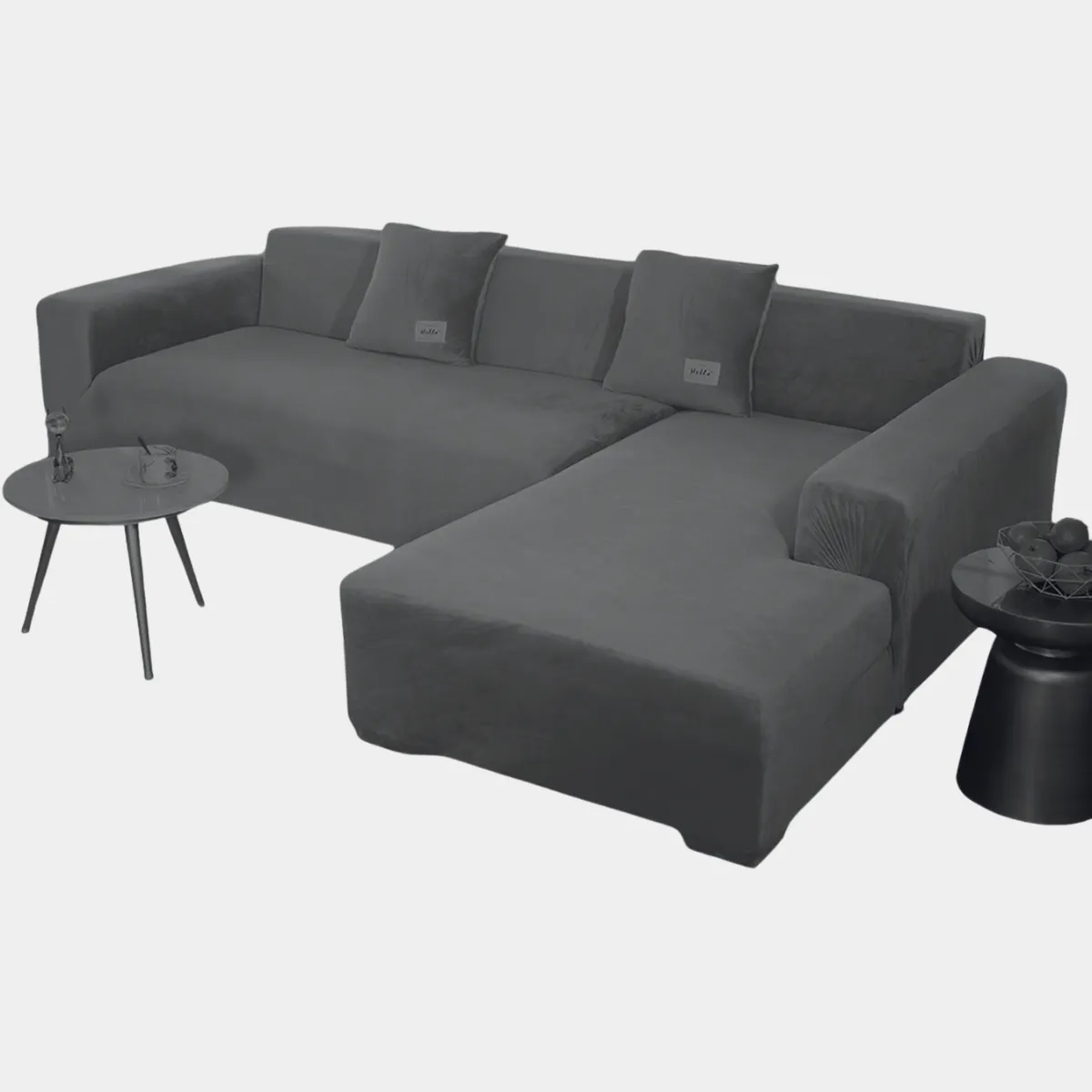 SALA FABULOSA - Funda de mueble modular 2 pzs con 2 fundas de cojines PLOMO