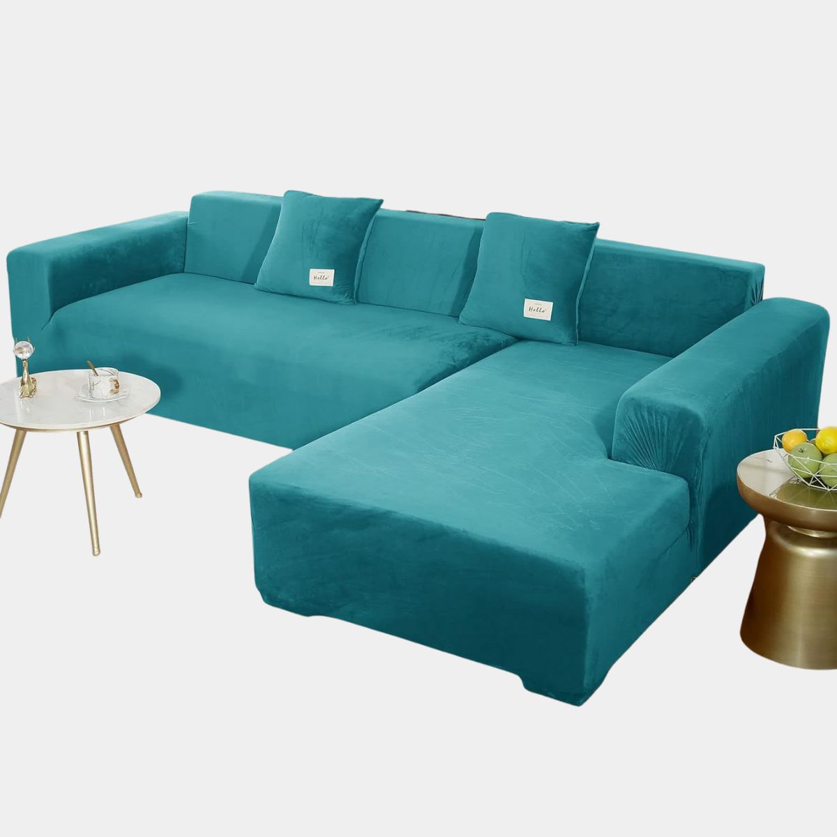 SALA FABULOSA - Funda de mueble modular 2 pzs con 2 fundas de cojines TURQUESA