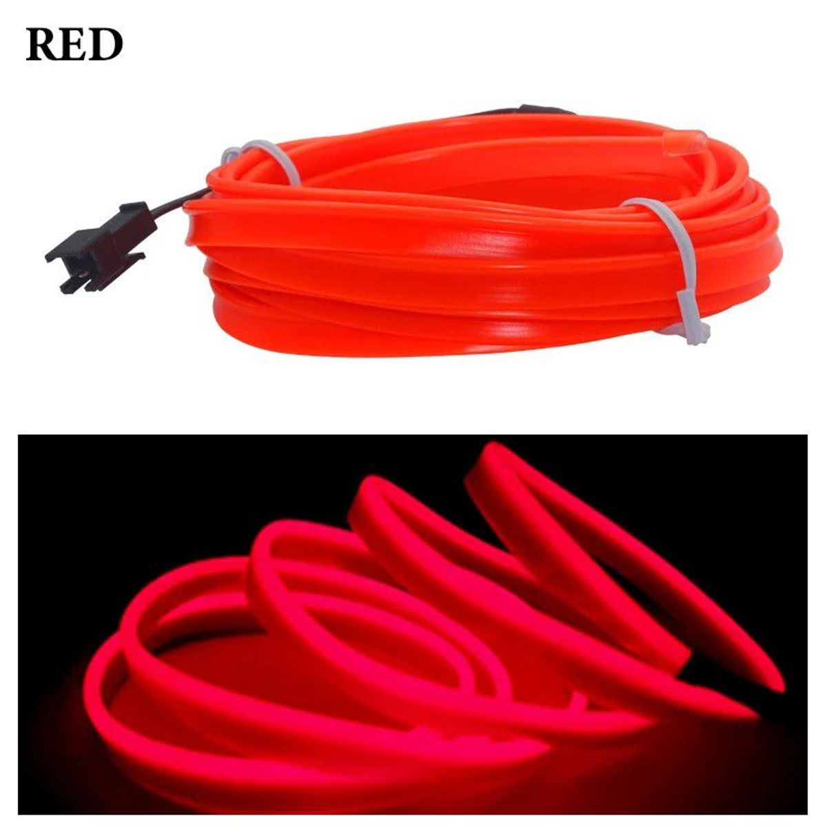 GENERICO - Luz  Tablero Hilo De Neon Para Interior De Auto 4Metros Rojo