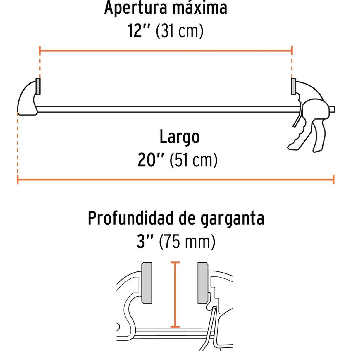 TRUPER - Prensa rapida auto ajustable 12 uso rudo Truper