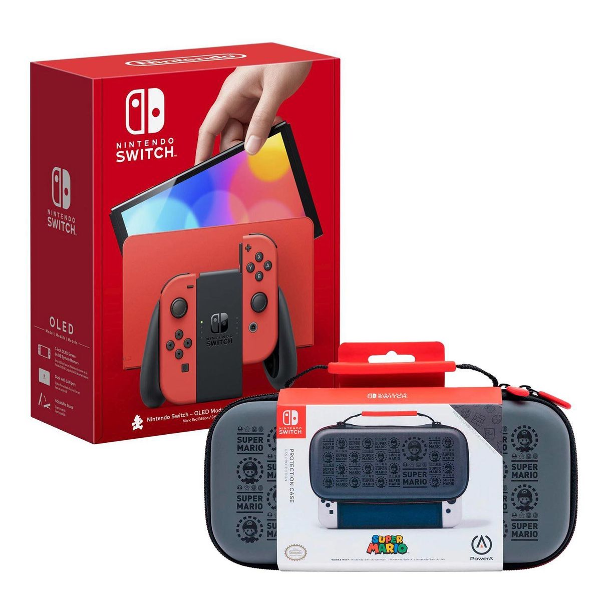 NINTENDO - Consola Nintendo Switch Oled Mario Red + Estuche Mario Black