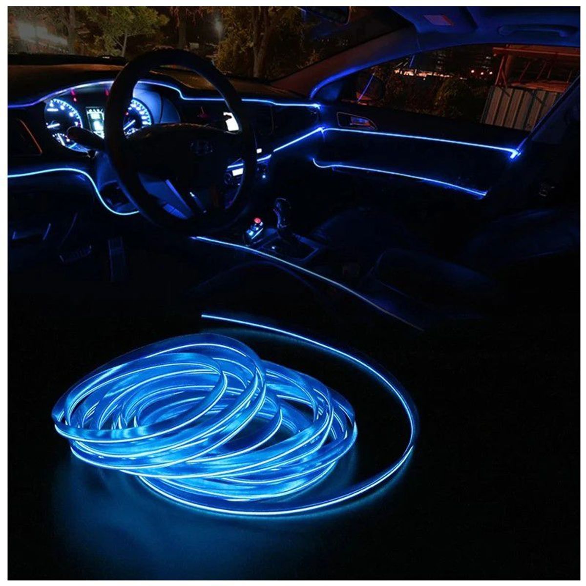 GENERICO - Luz  Tablero Hilo De Neon Para Interior De Auto 4Metros Azul