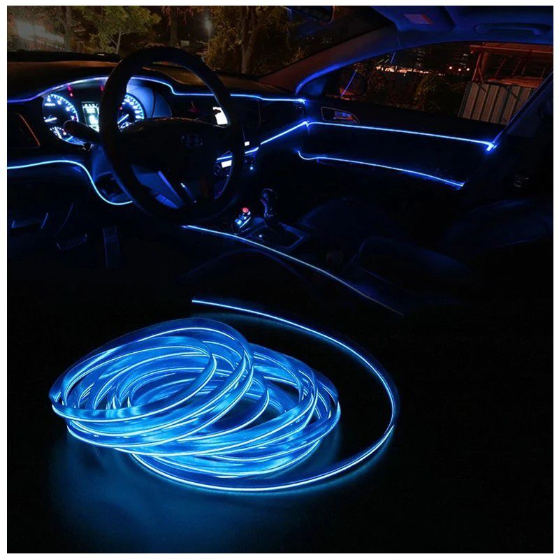 GENERICO - Luz  Tablero Hilo De Neon Para Interior De Auto 4Metros Azul