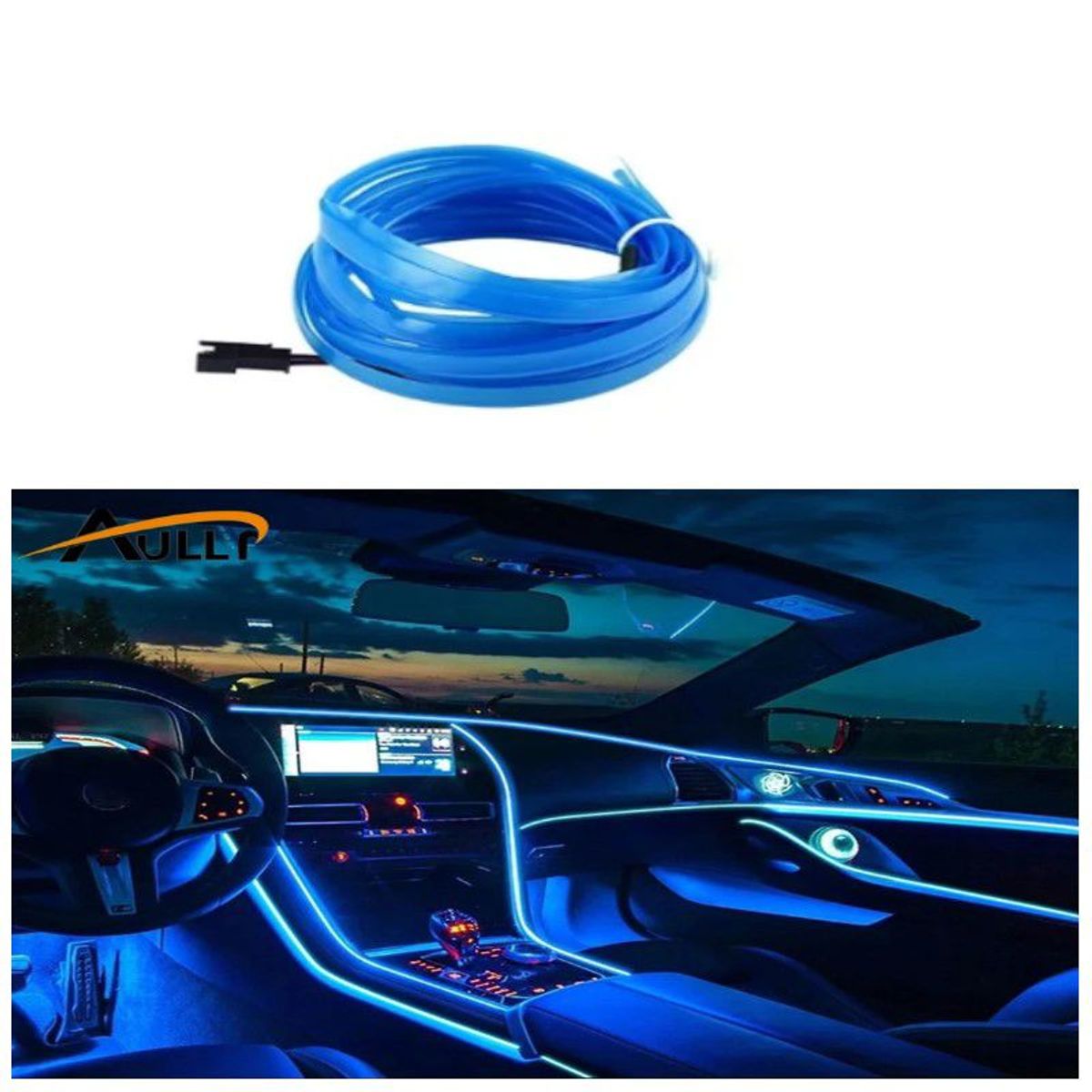 GENERICO - Luz  Tablero Hilo De Neon Para Interior De Auto 4Metros Azul