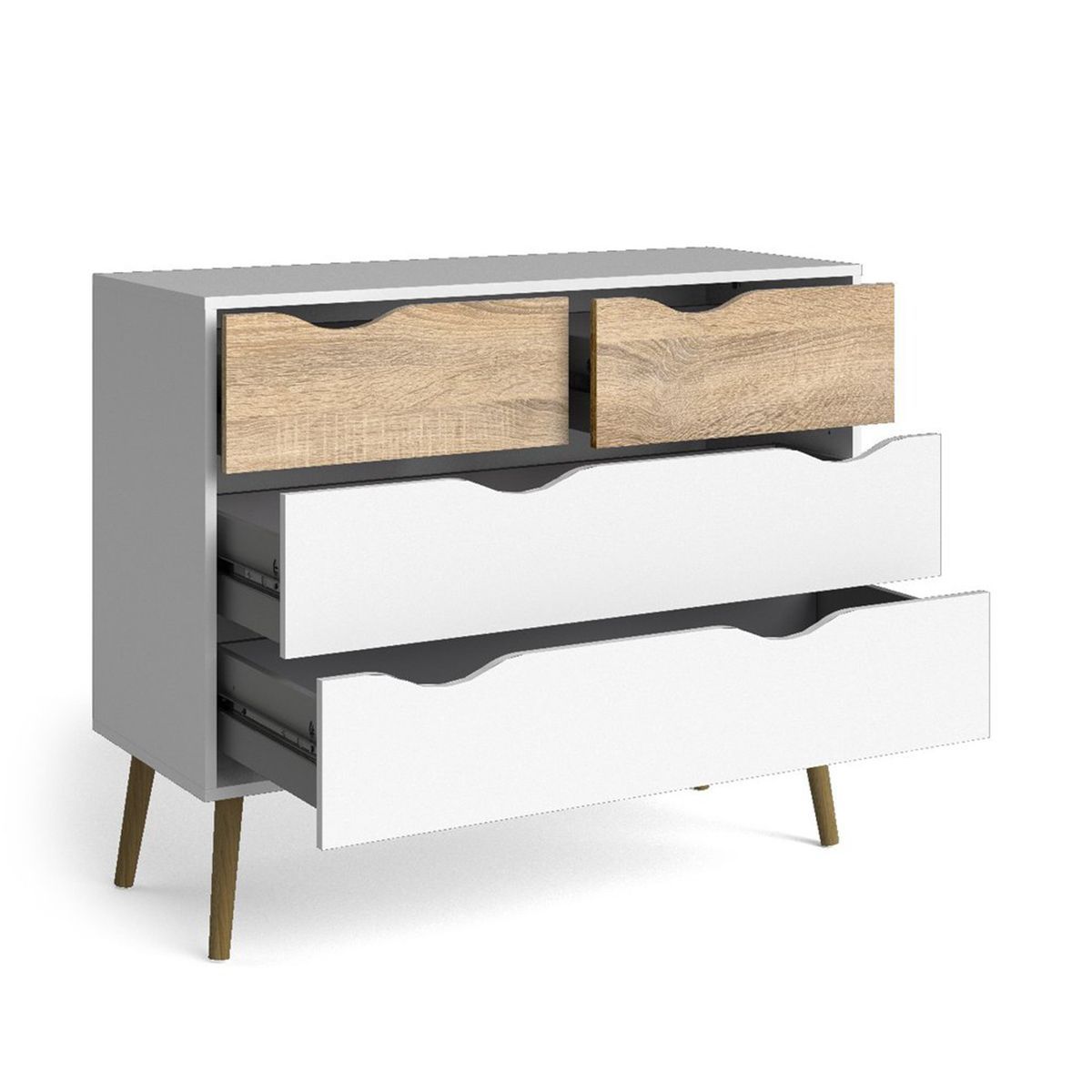 GENERICO - Cómoda Vintage Bastian Blanco 4 Cajones Armado - Gaudi