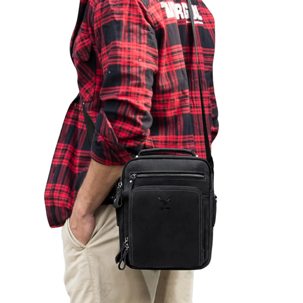 ARMUZ - Morral de Cuero Vacuno Hombre MH573 Diseño Moderno