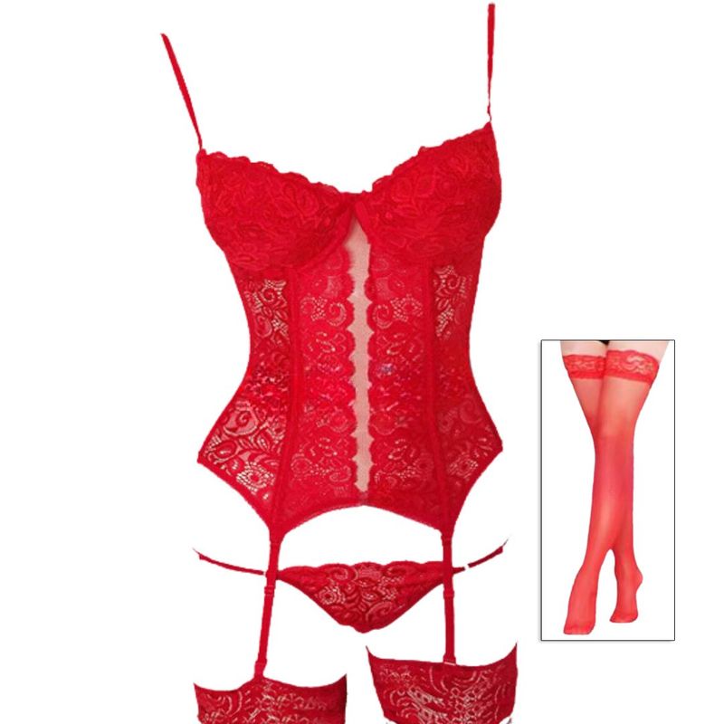 GENERICO - Corset lencería Valery más Medias e Interior