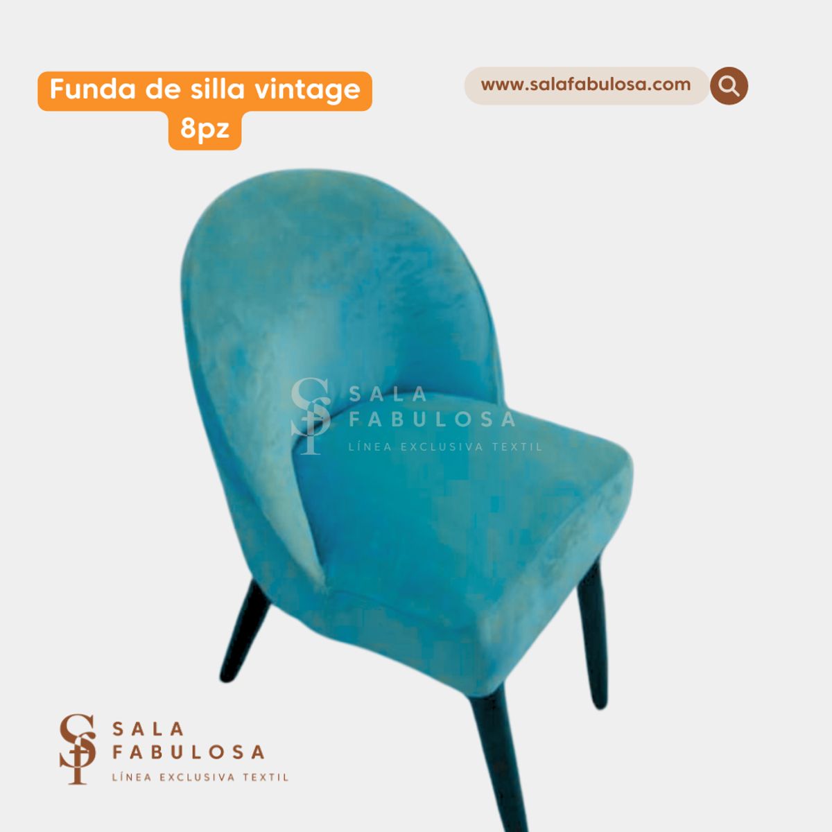 SALA FABULOSA - Funda de silla 8 pzs vintage terciopelo JADE