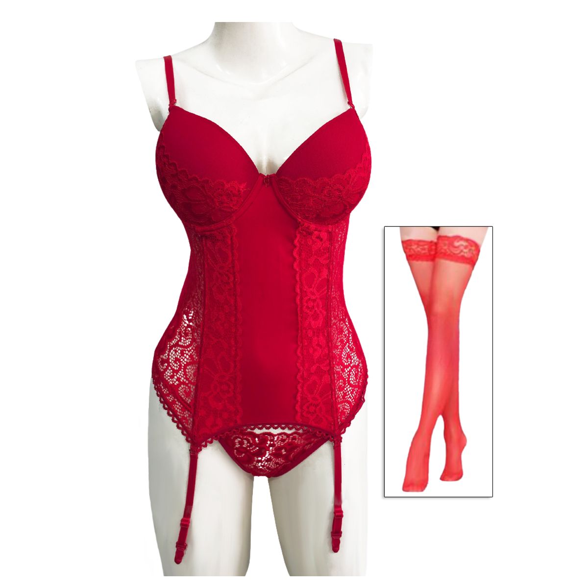 GENERICO - Corset lencería Antuanet más Medias e Interior