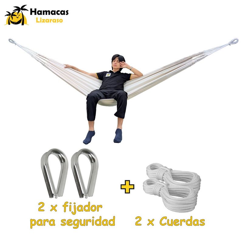 HAMACAS LIZARASO - Hamacas Andina Color Crema de Algodón - Hamacas Lizaraso