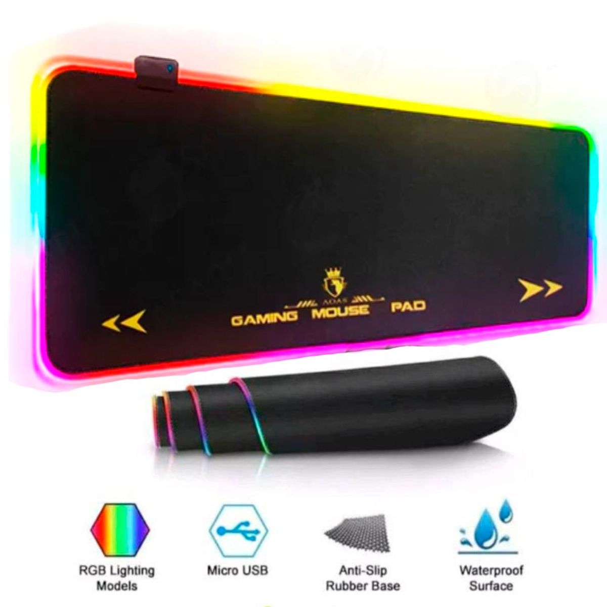 GENERICO - Pad Mouse Gaming Con Switch de Cambio Luces Led Alfombrilla Gamer RGB