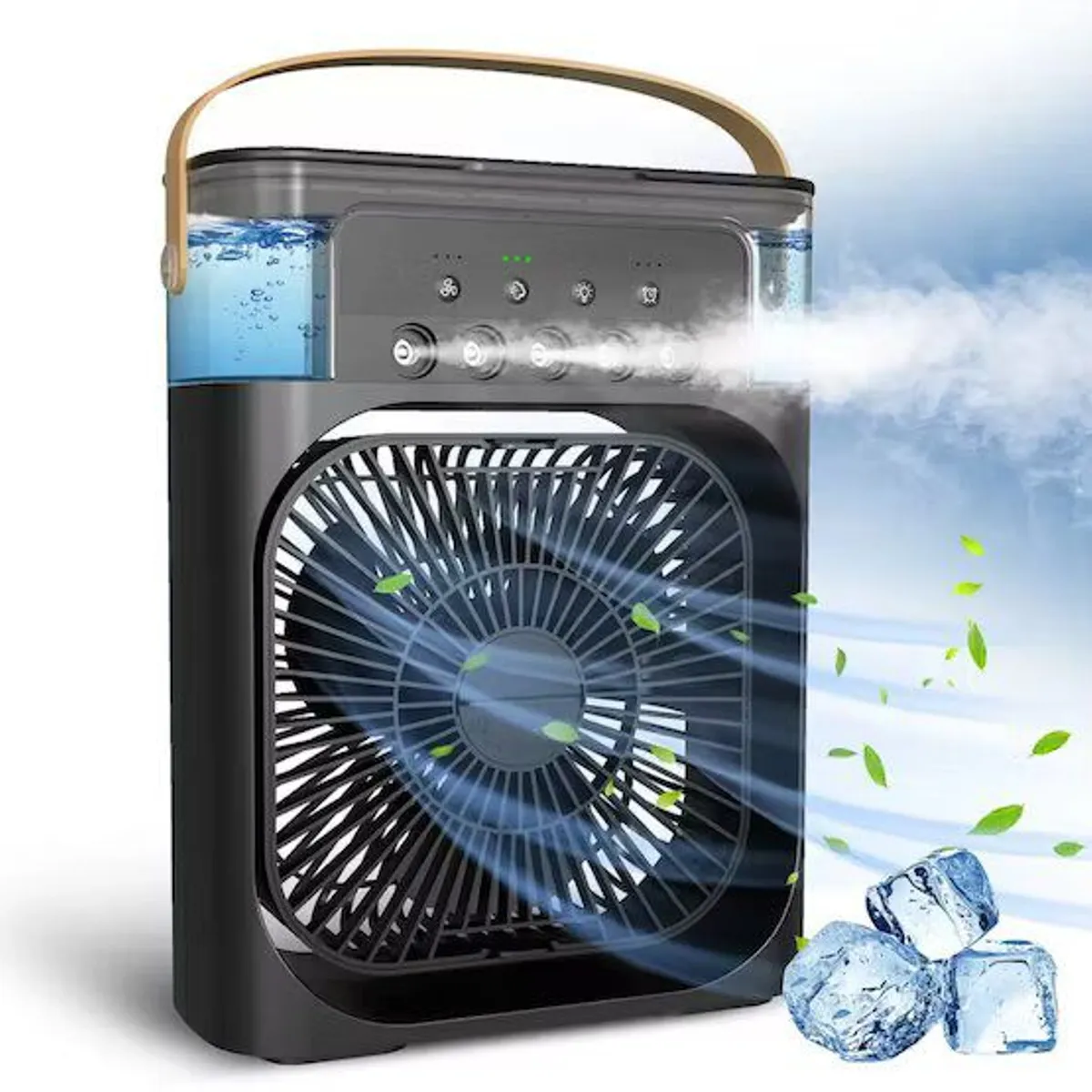 GENERICO - VENTILADOR HUMIDIFICADOR PORTÁTIL CON AIRE ACONDICIONADO NEGRO 3 EN 1