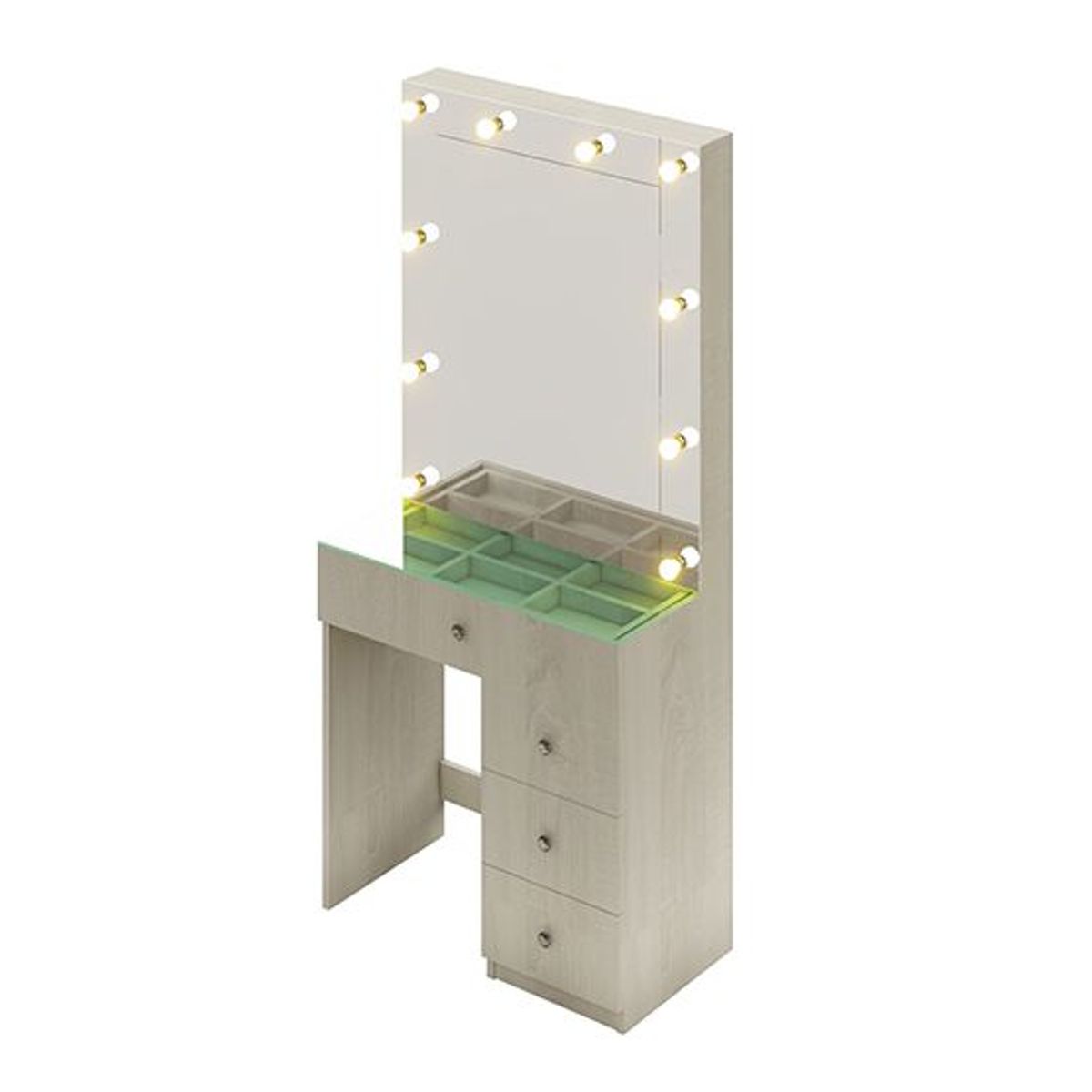 BARAKA HOME - Tocador Organizador Iris Con Espejo Despegable - Polar