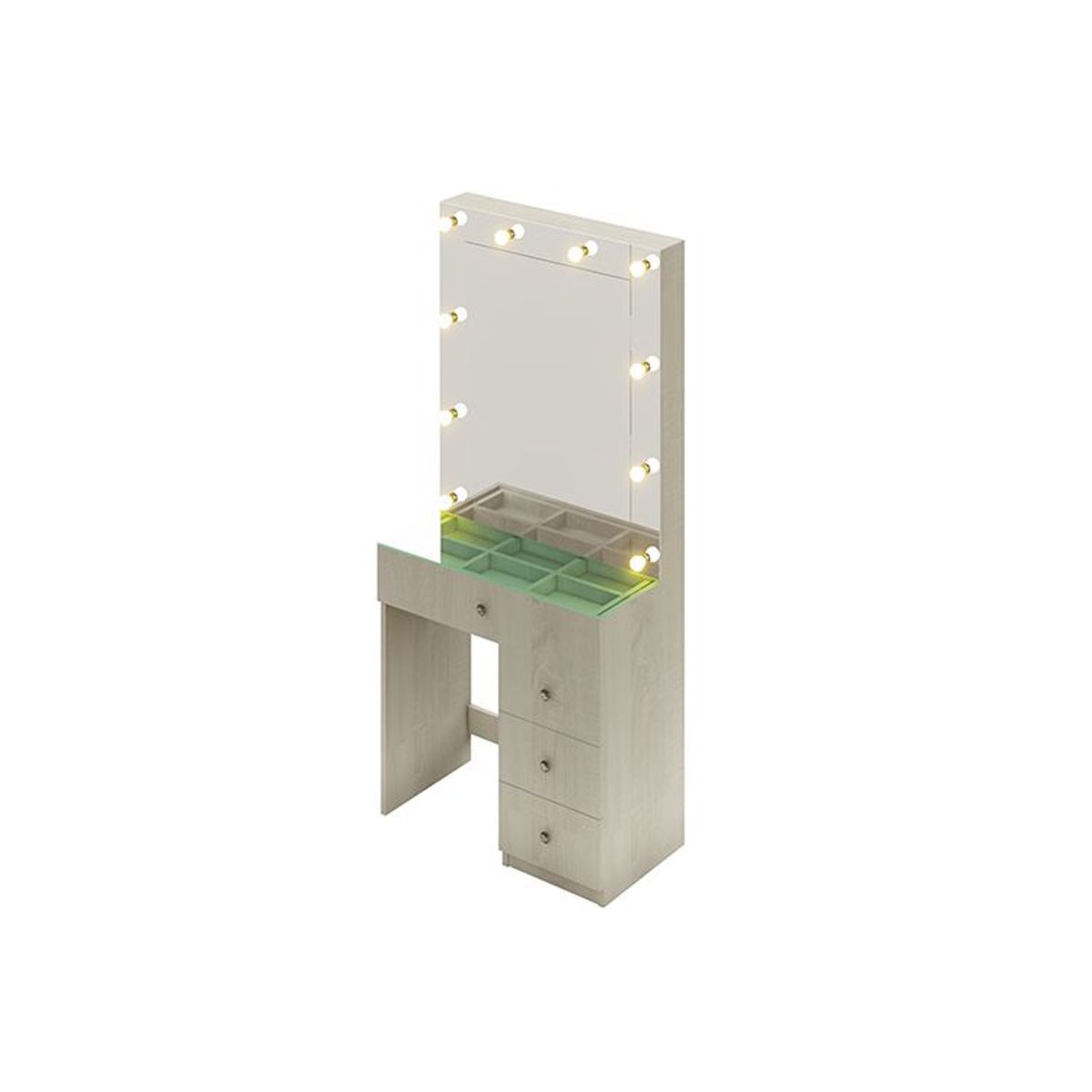 BARAKA HOME - Tocador Organizador Iris Con Espejo Despegable - Polar