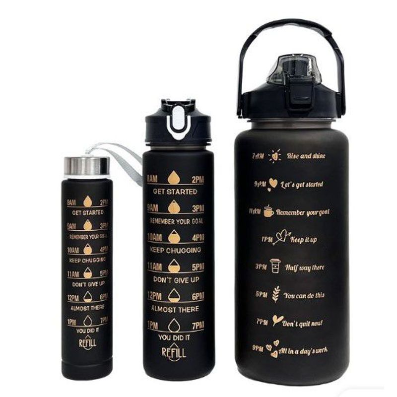 GENERICO - Tomatodo Motivacional 3 en 1 Capacidad 2L - Negro