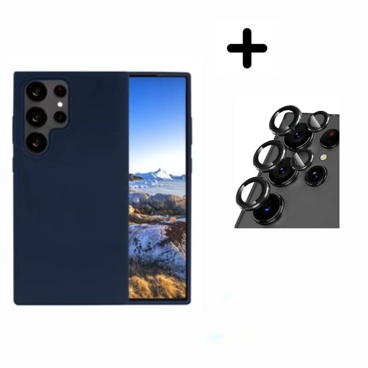 CASE - Case Silicona Para Samsung S24 Ultra Con Mica de Vidrio de Camara - Azul