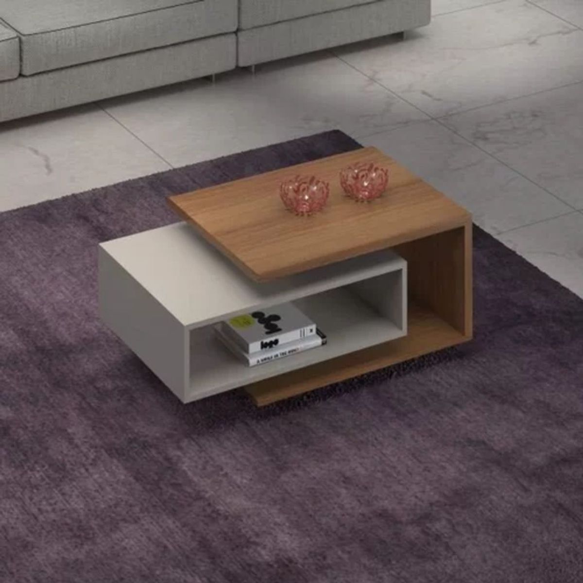 TU MESITA - Mesa de Centro Moderna Diva Marrón/Blanco