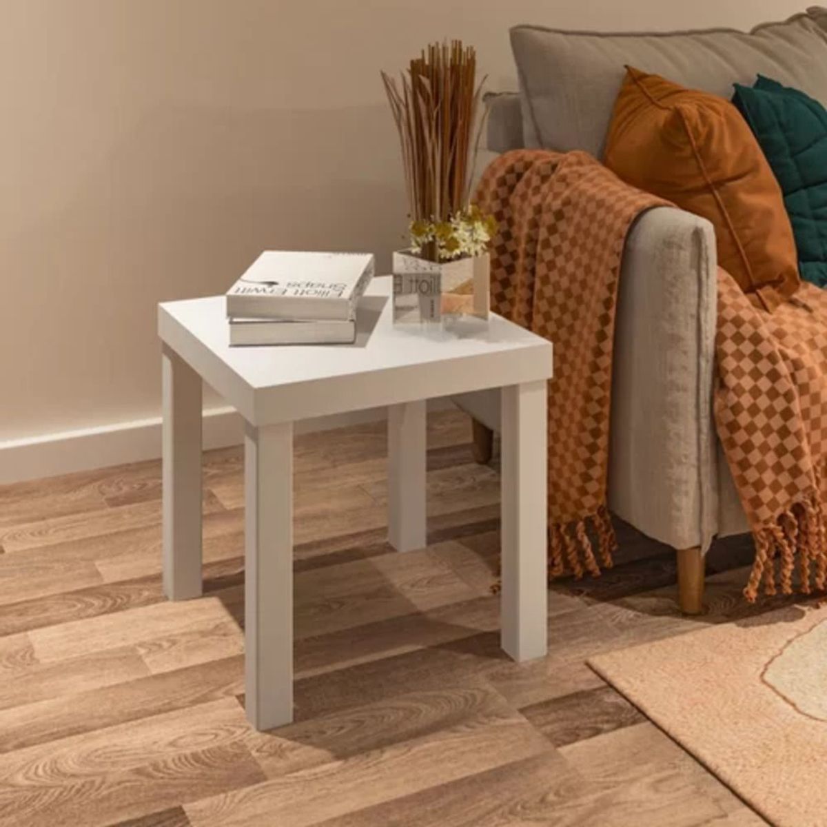 TU MESITA - Mesa Lateral Moderna Iris Blanco