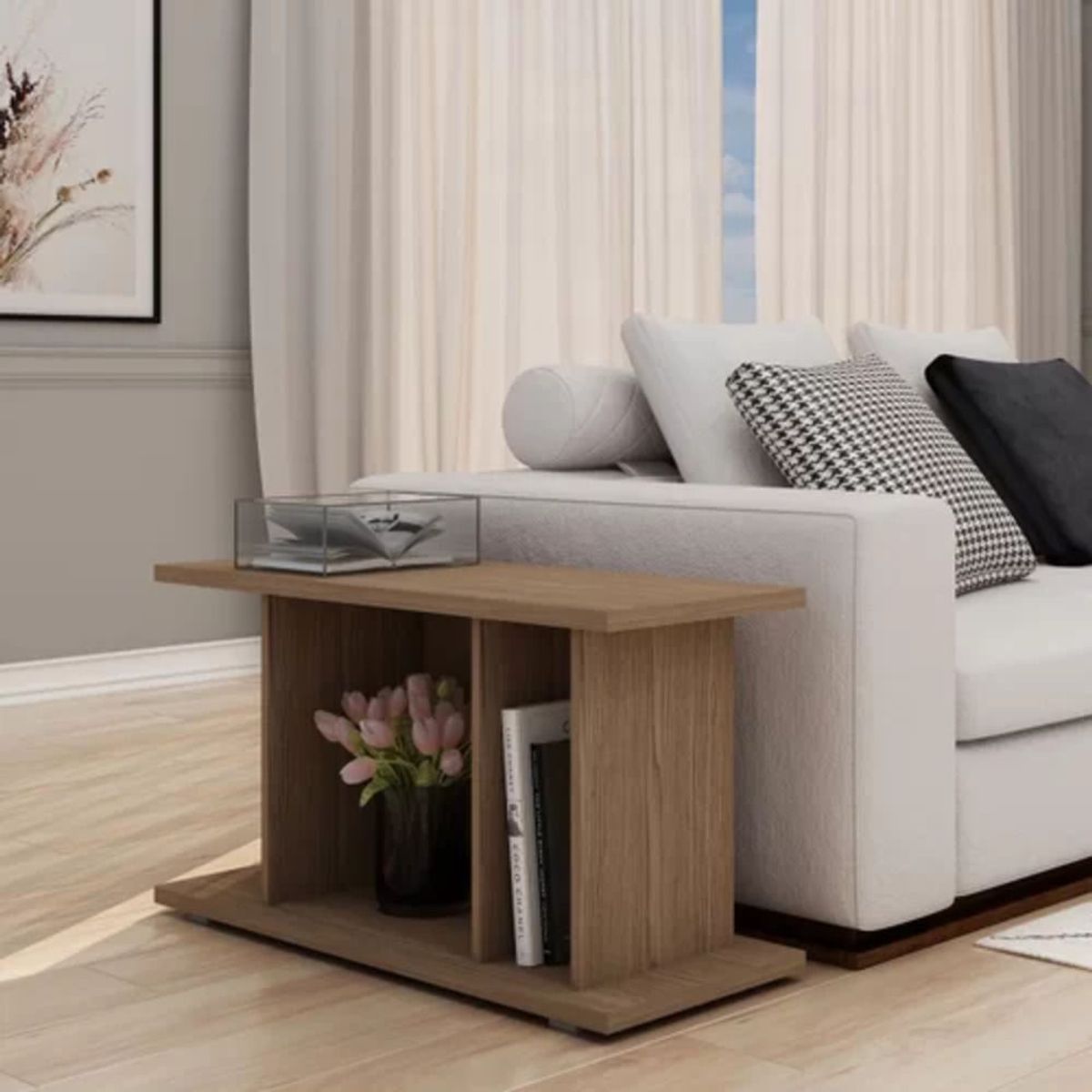 TU MESITA - Mesa Lateral Moderna Isa Marrón