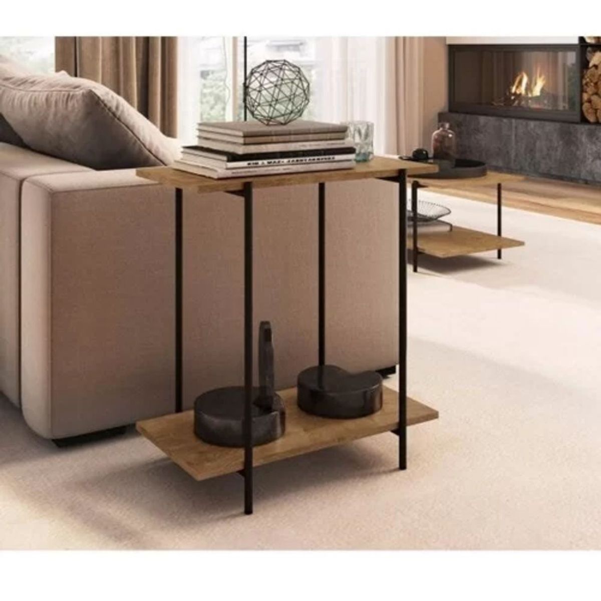 TU MESITA - Mesa Lateral Moderna Dejo Marrón/Negro