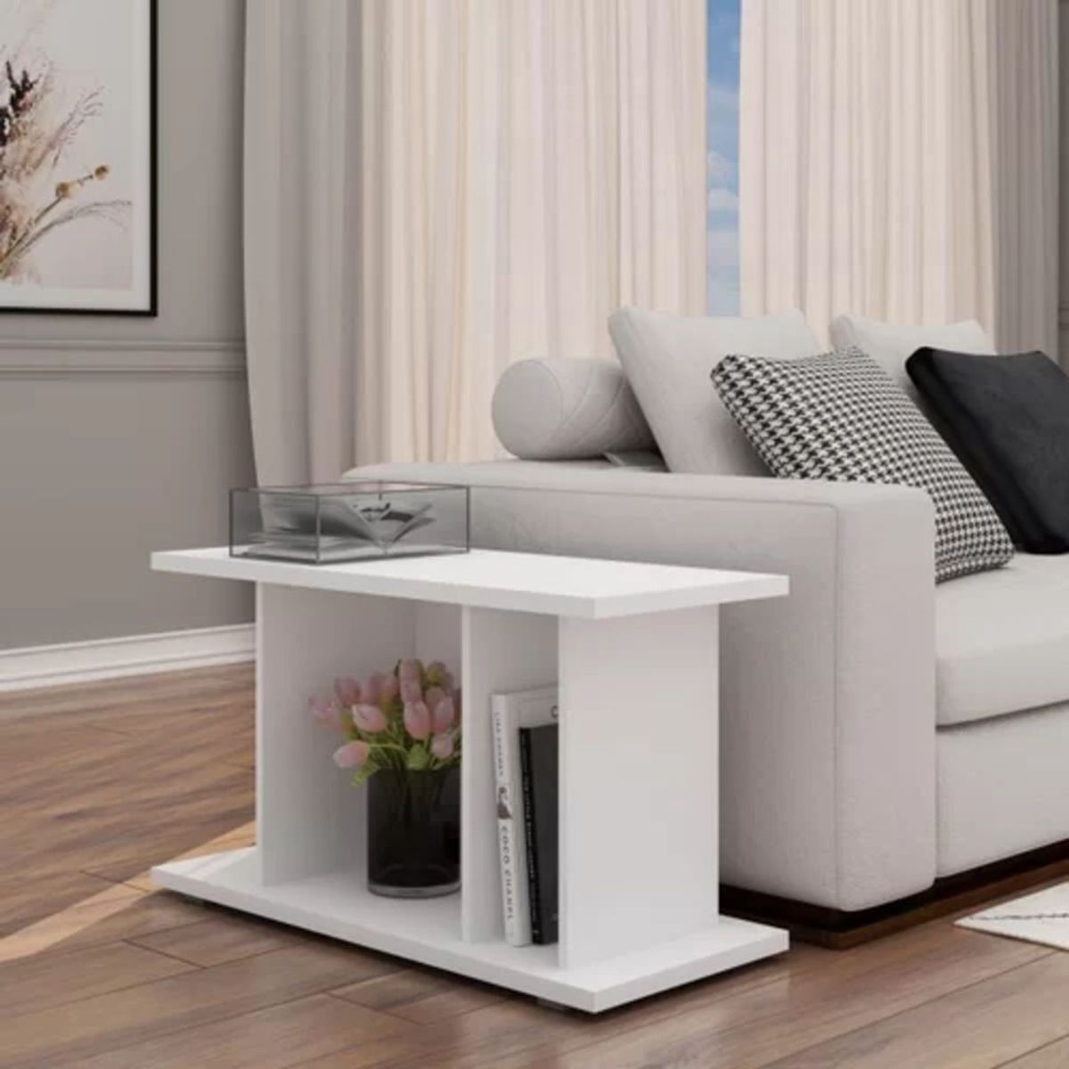 TU MESITA - Mesa Lateral Moderna Isa Blanco
