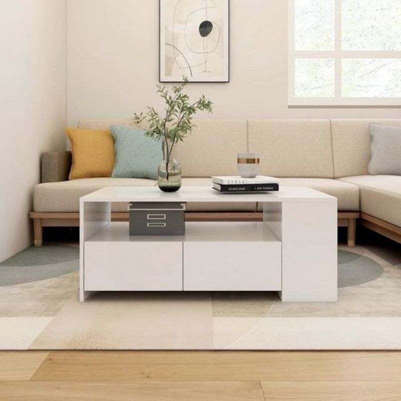 TU MESITA - Mesa de Centro Moderna Barranquilla Blanco 1 Cajón