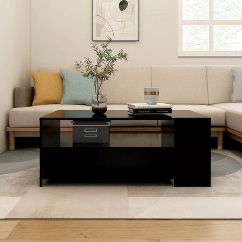 TU MESITA - Mesa de Centro Moderna Barranquilla Negro 1 Cajón