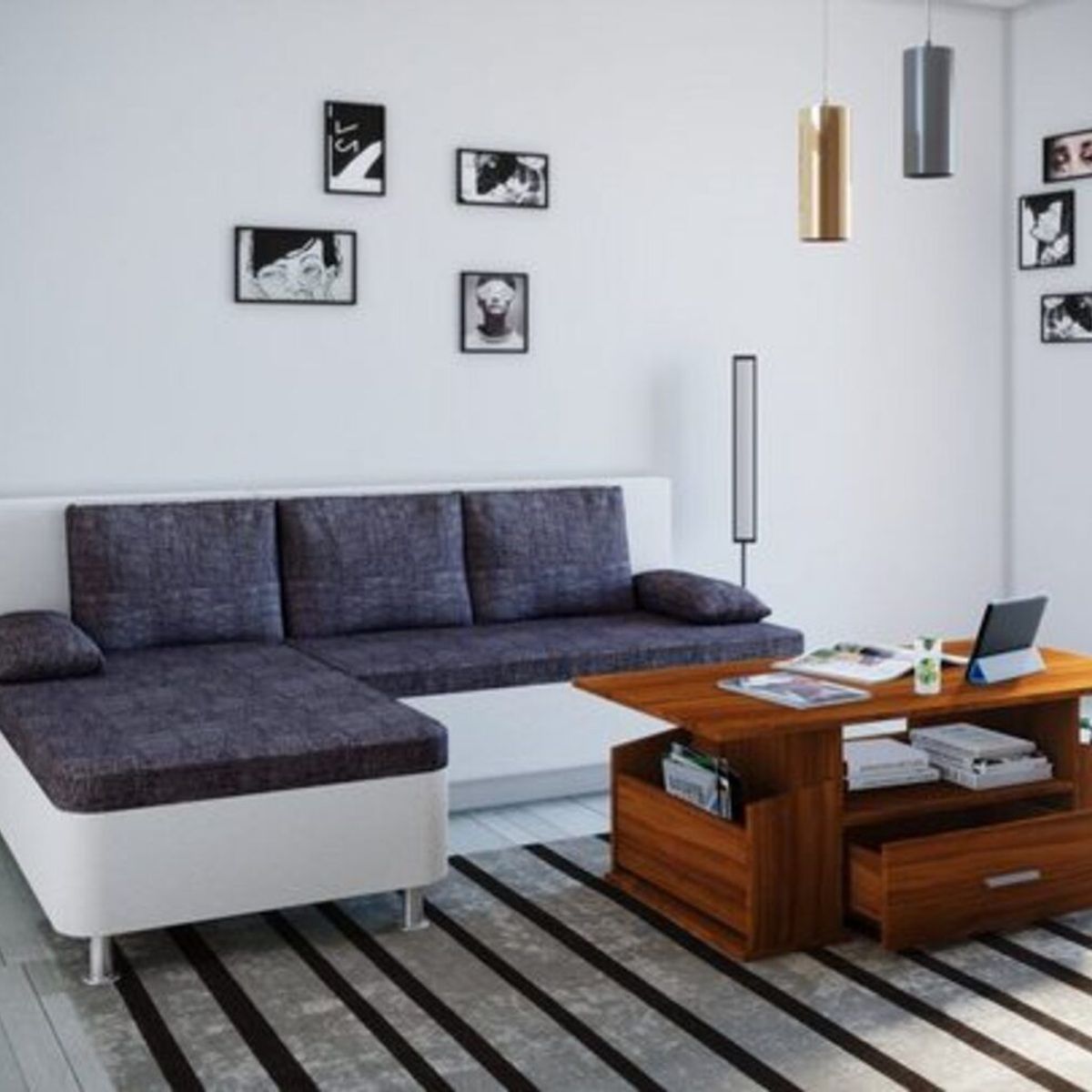 TU MESITA - Mesa de Centro Moderna Barahona Nogal 1 Cajón