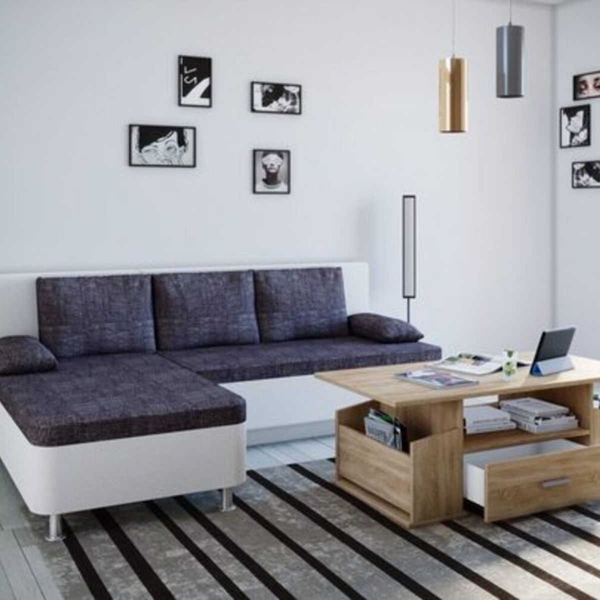 TU MESITA - Mesa de Centro Moderna Barahona Roble 1 Cajón