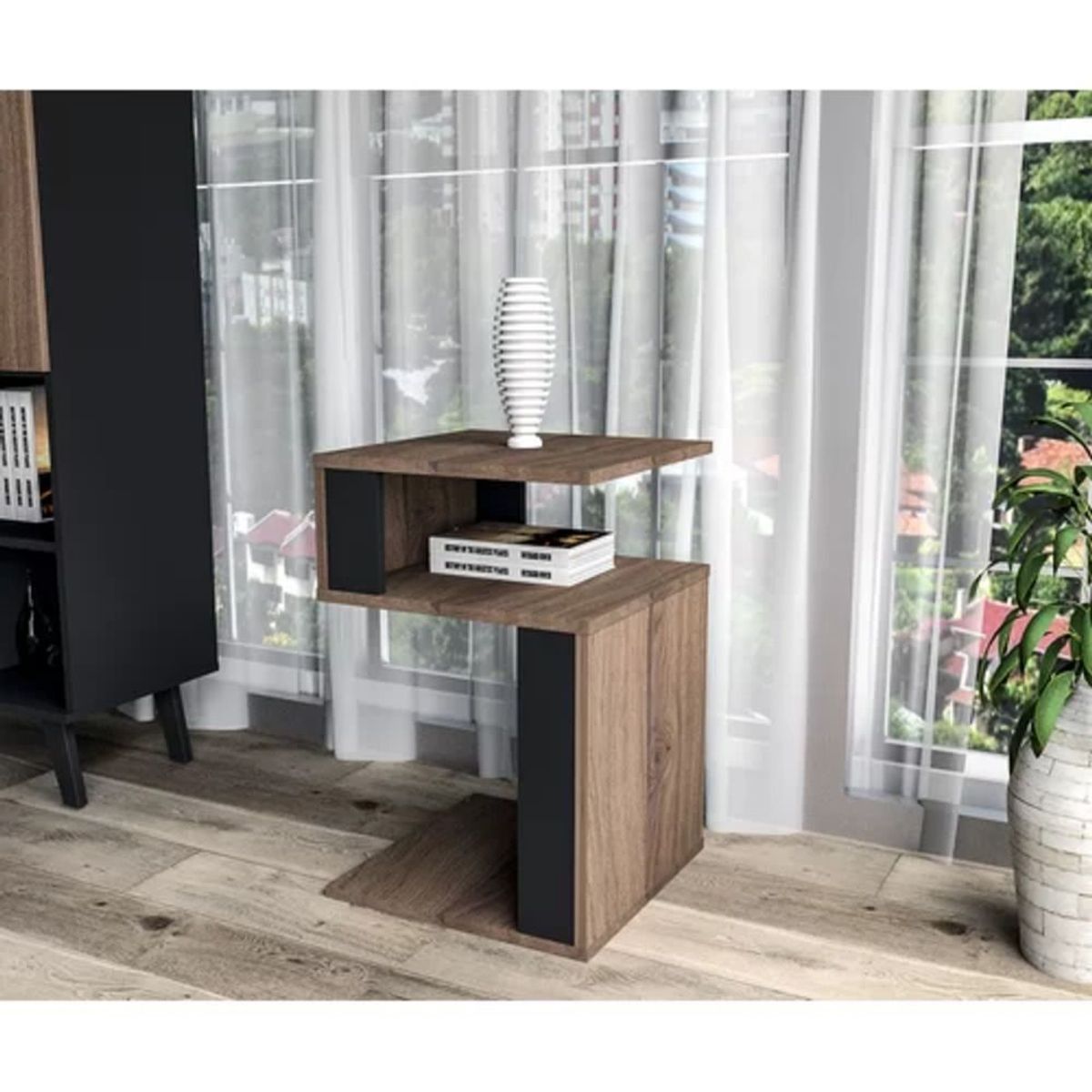 TU MESITA - Mesa Lateral Moderna Palacios Marrón/Negro