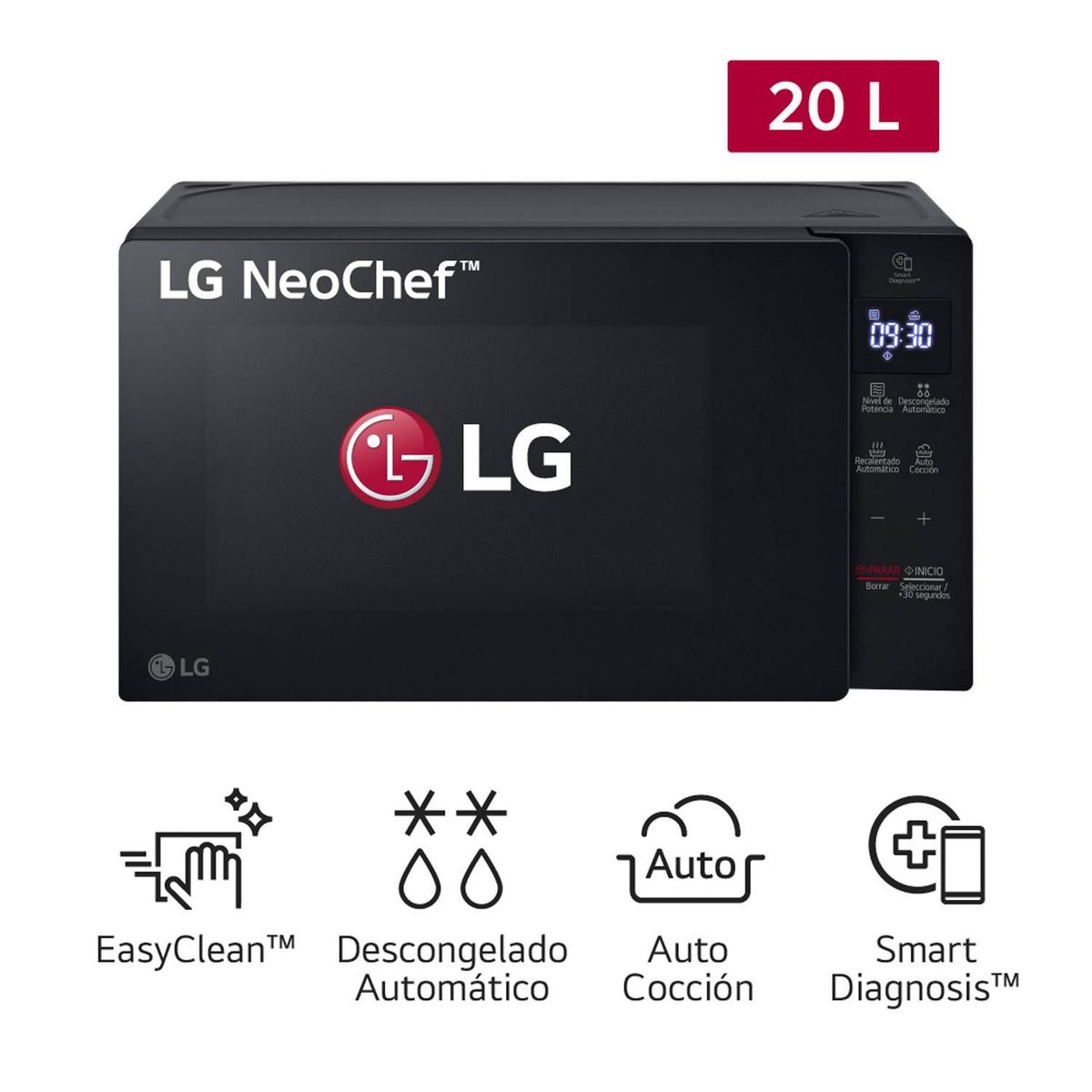 LG - Horno Microondas LG MS2032GAS 20 Litros con EasyClean  - Negro