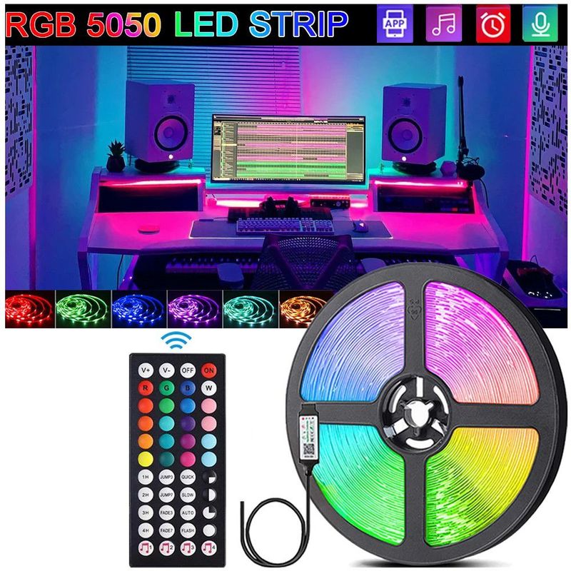 GENERICO - Cinta Led RGB 5m Control Con Transformador 12v a 220v
