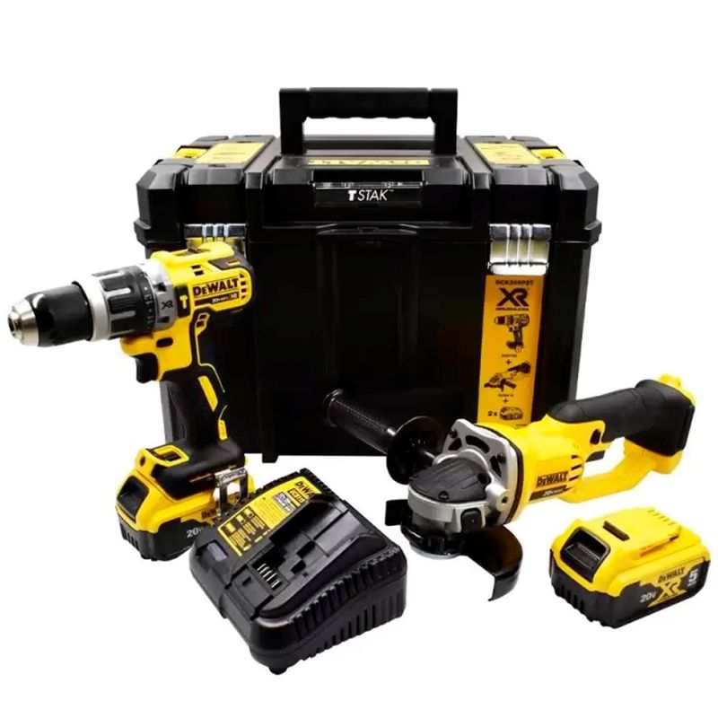 DEWALT - Taladro Percutor 1/2" + Esmeril Angular 4 1/2" 20V Dewalt DCK209P2T-B2