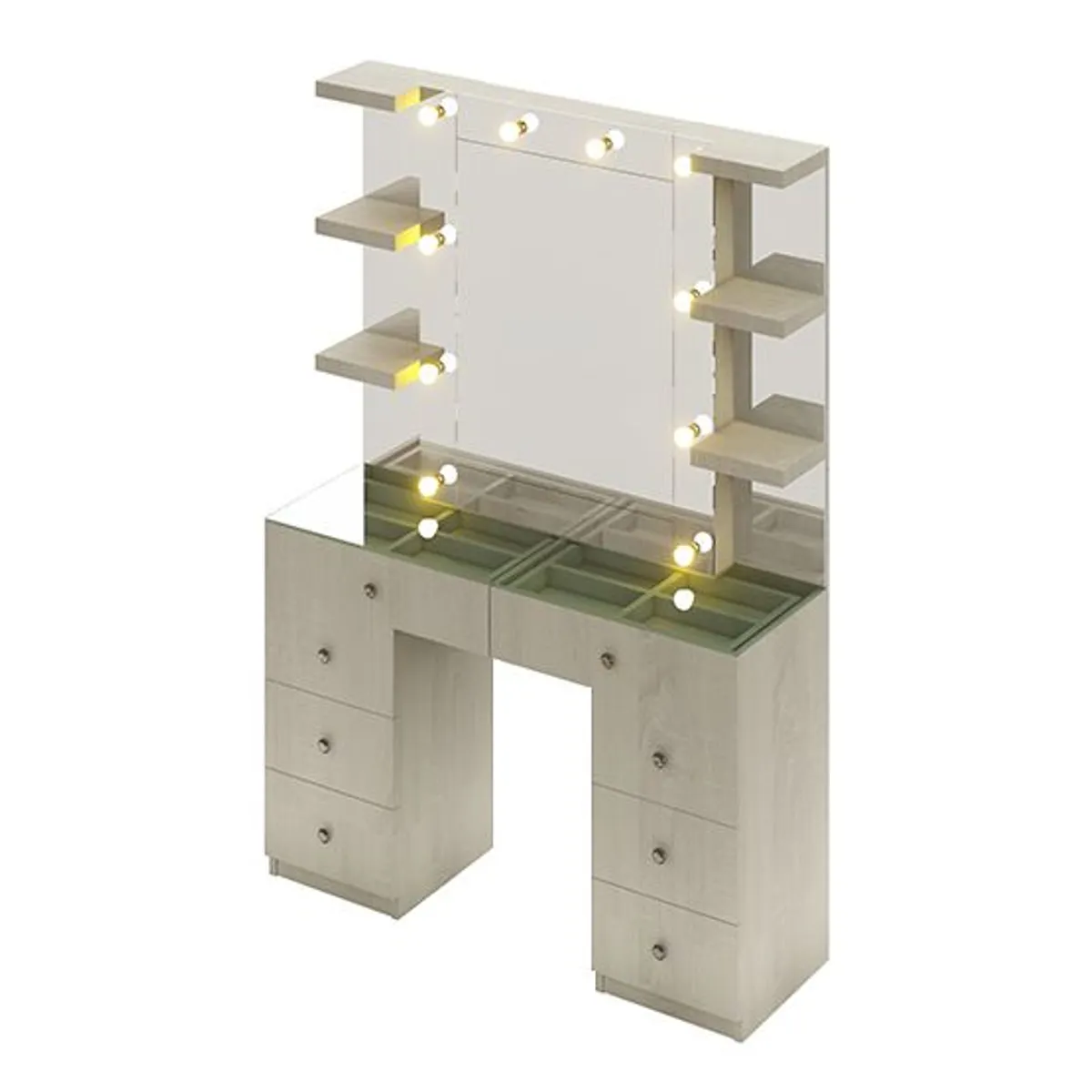 BARAKA HOME - Tocador Organizador Aster Con Espejo Despegable - Polar